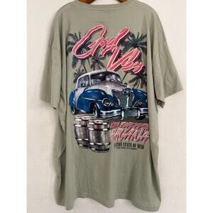 RGSTR Havana Good Vibes T-Shirt Men 4XL Light Olive Green Car Palm Vacation Flaw